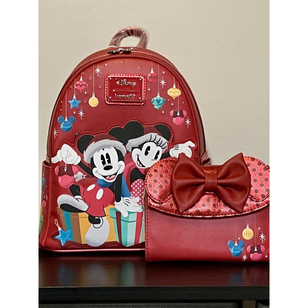 Loungefly Mickey & Friends Holiday Ornaments Mini Backpack Wallet Exclusive